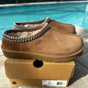 Women's Brand New UGG Tasman Suede Clog Slippers Shoes in Chestnut Brown SIZE 8